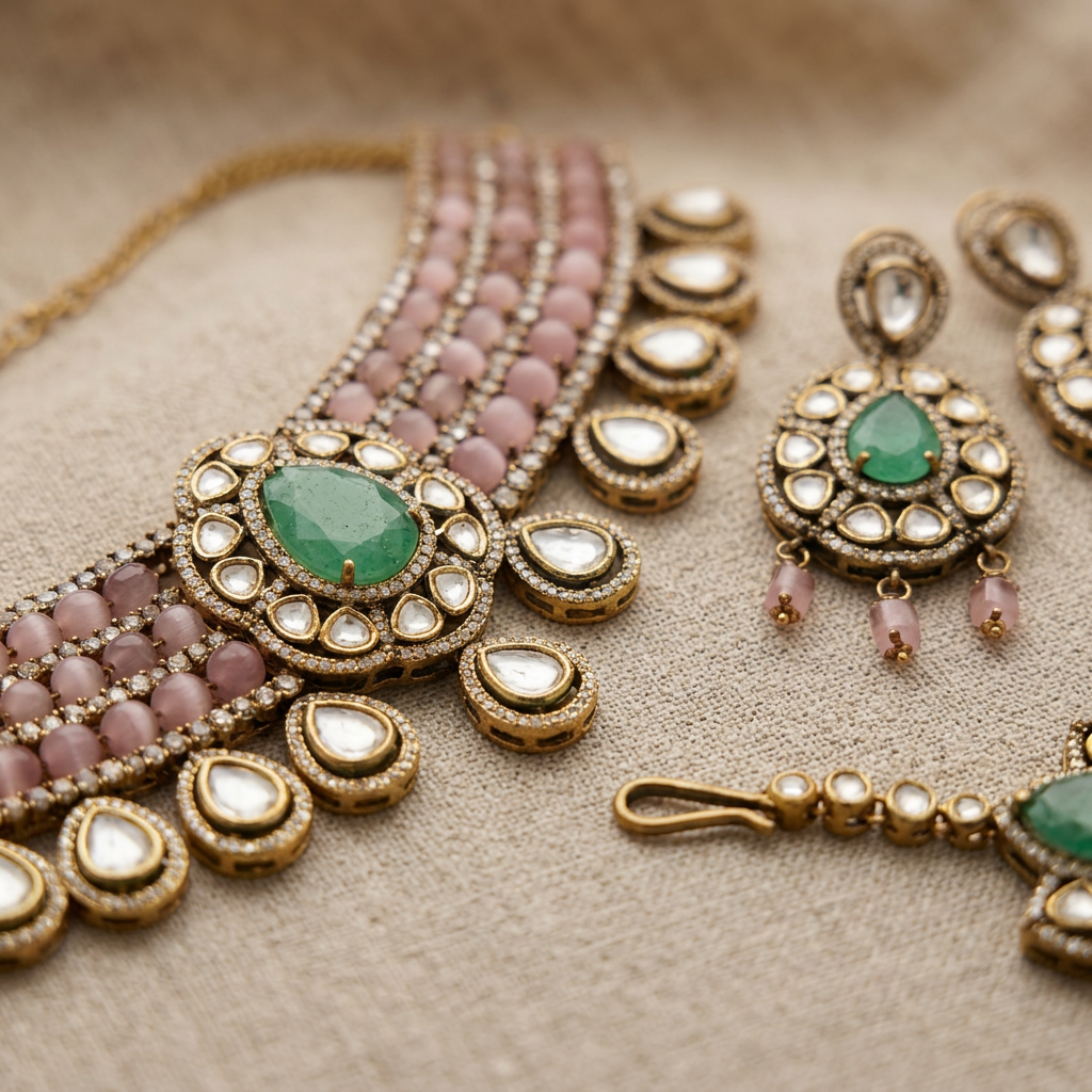 Gold-Toned Indian Ethnic Jewelry Set