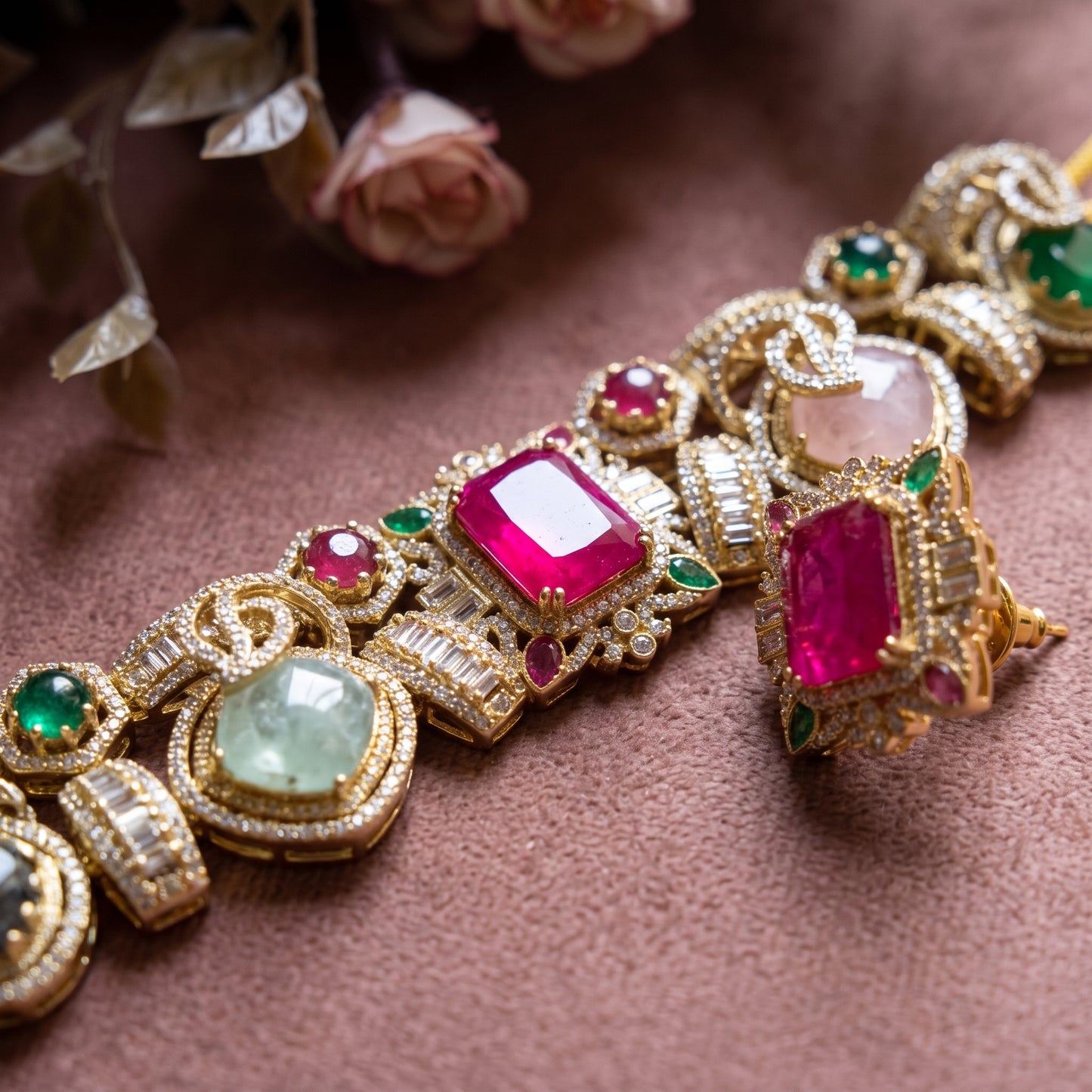 Gold Plated Necklace And Earrings Set