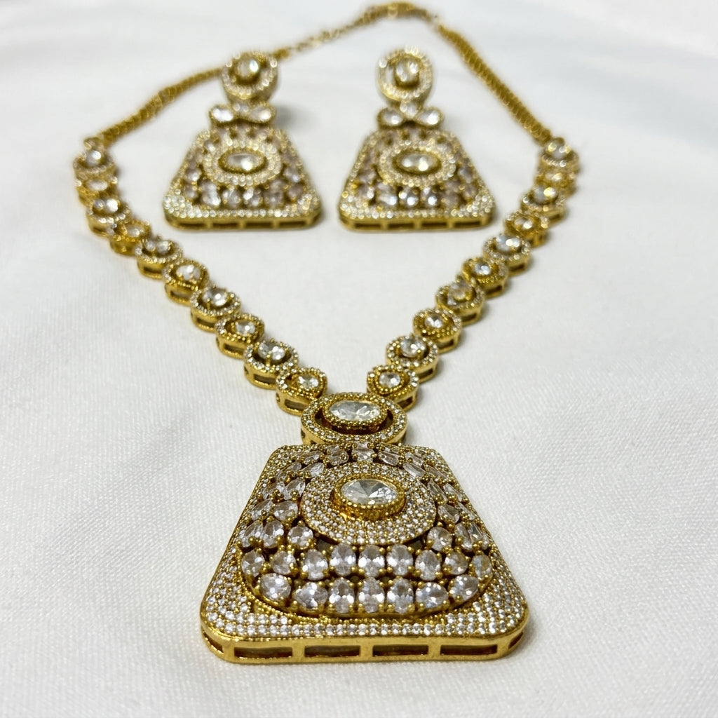 Gold Plated Necklace And Earrings Set