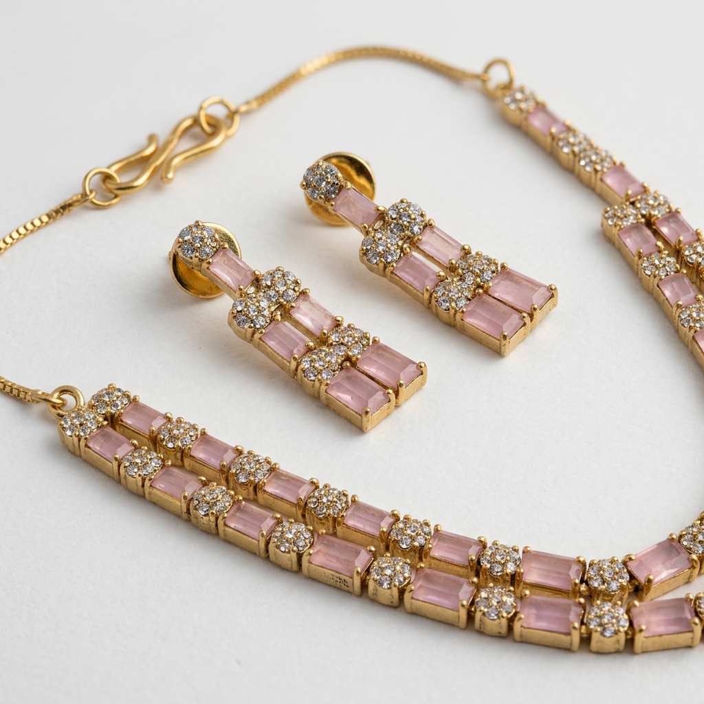 Gold Tone Necklace And Earrings Set