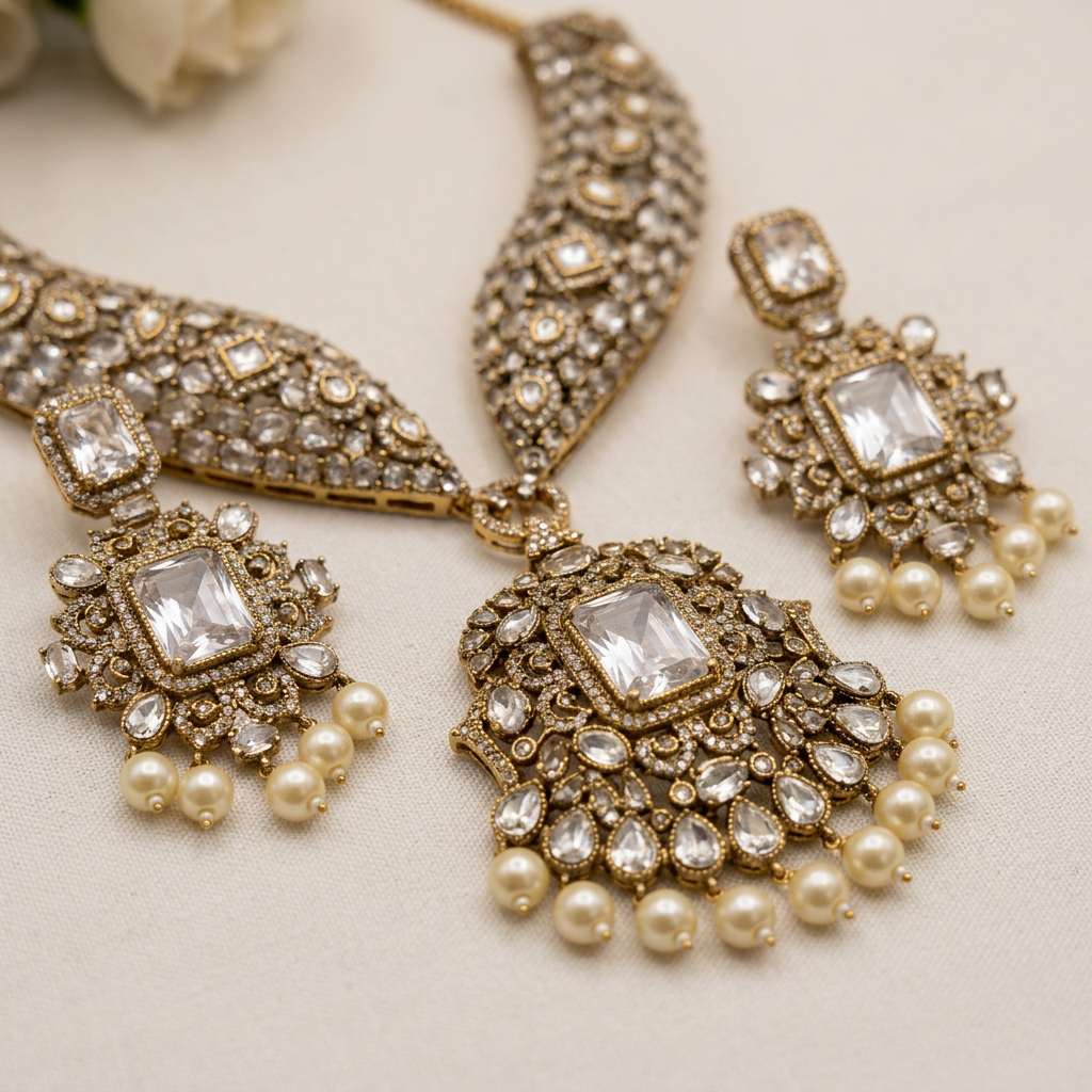 Gold Plated Necklace And Earrings Set