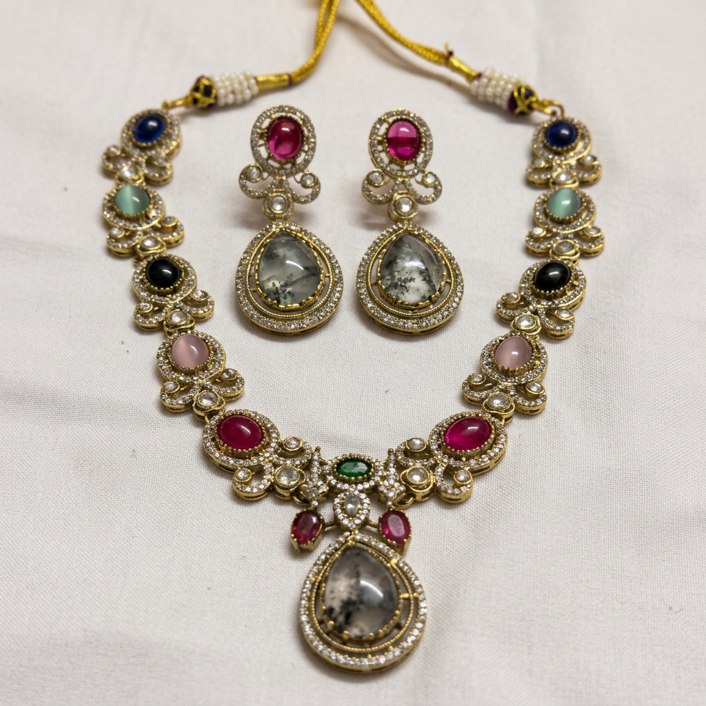 Gold Plated Necklace And Earrings Set