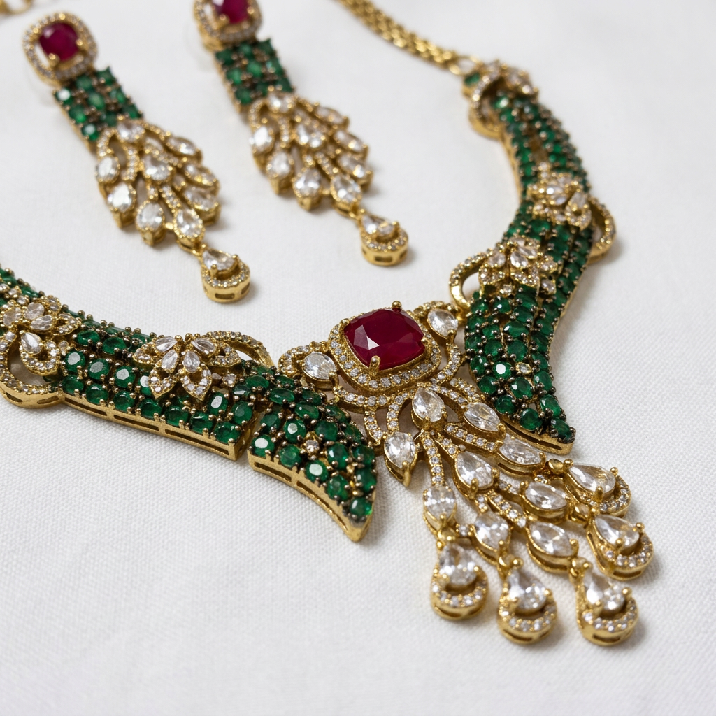 Gold Plated Necklace And Earring Set