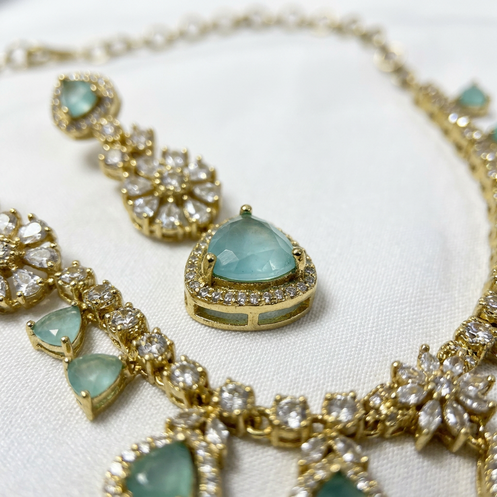 Gold Plated Necklace And Earrings Set