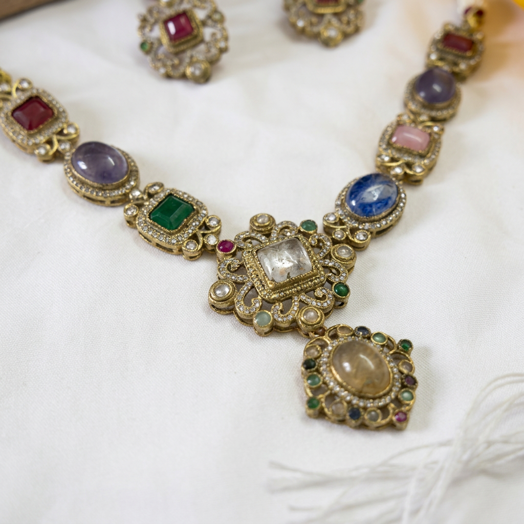 Gold Plated Necklace And Earrings