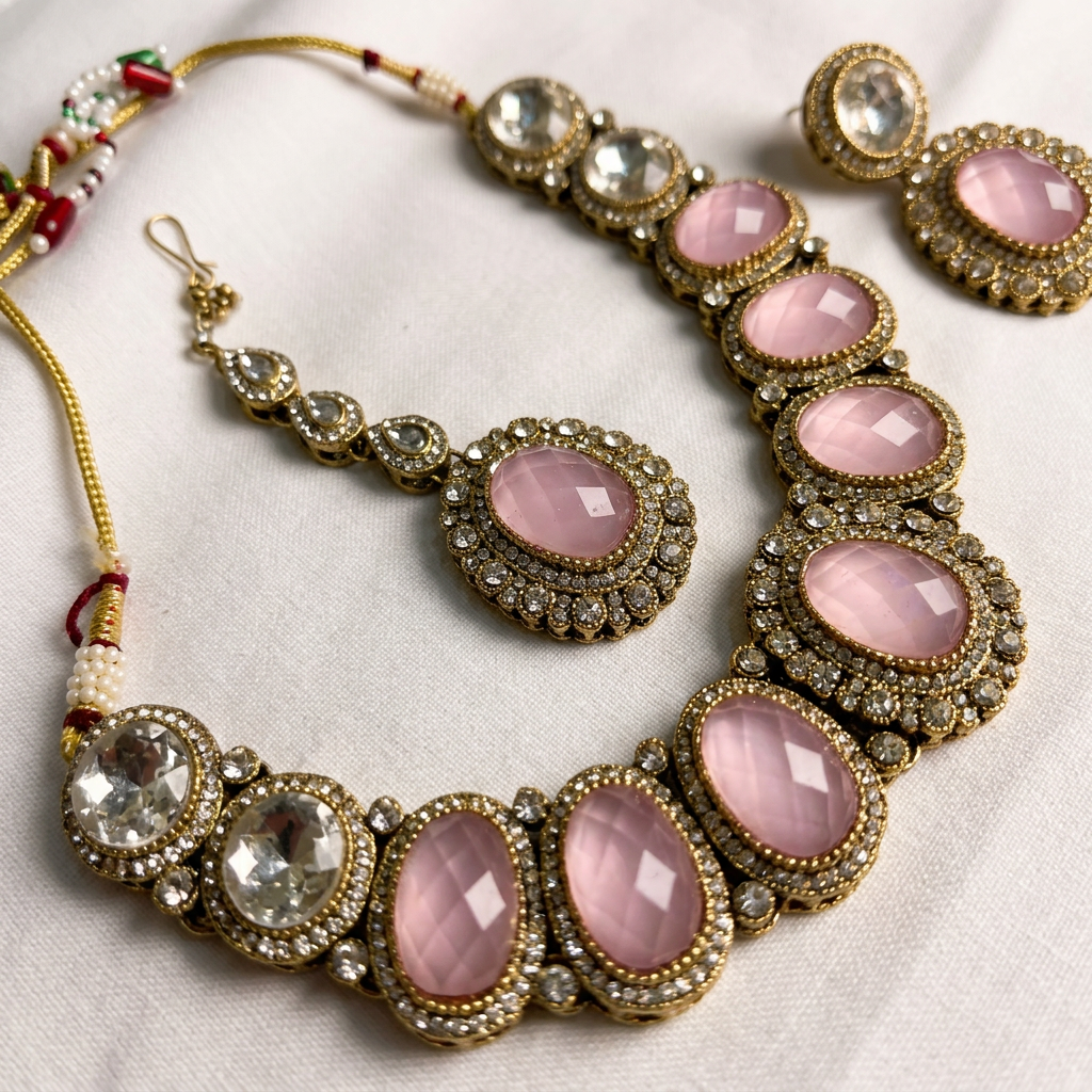 Gold Toned Metal Bridal Or Formal Set