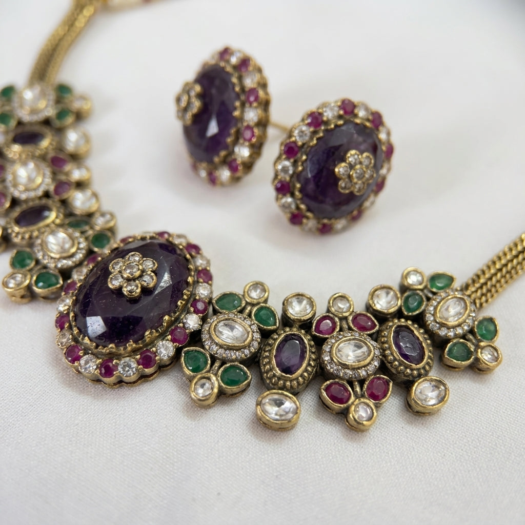 Gold Plated Necklace And Earrings Set