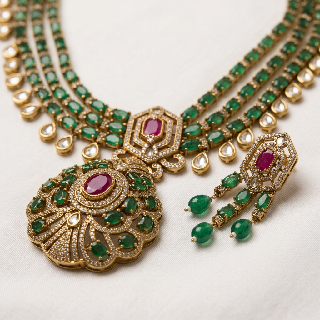 Gold Plated Necklace And Earrings Set