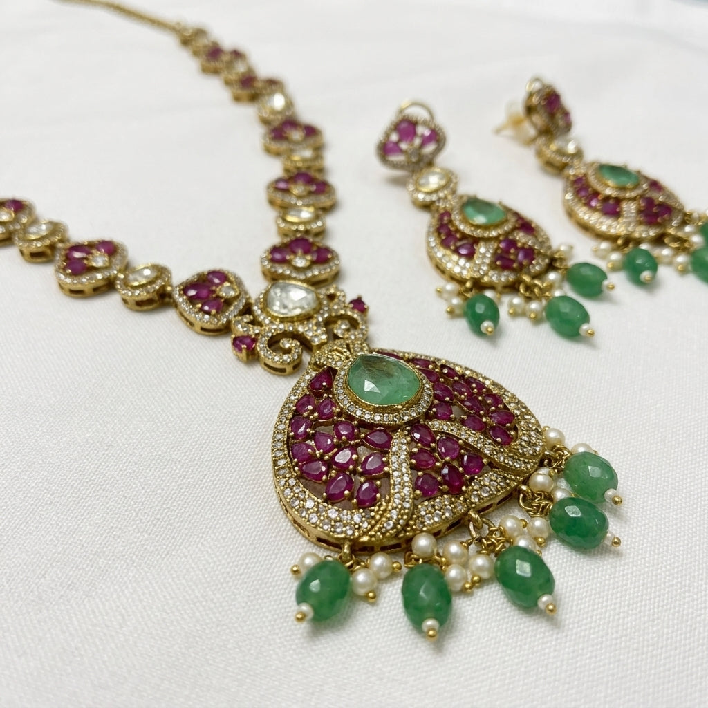 Gold Plated Necklace And Earrings Set