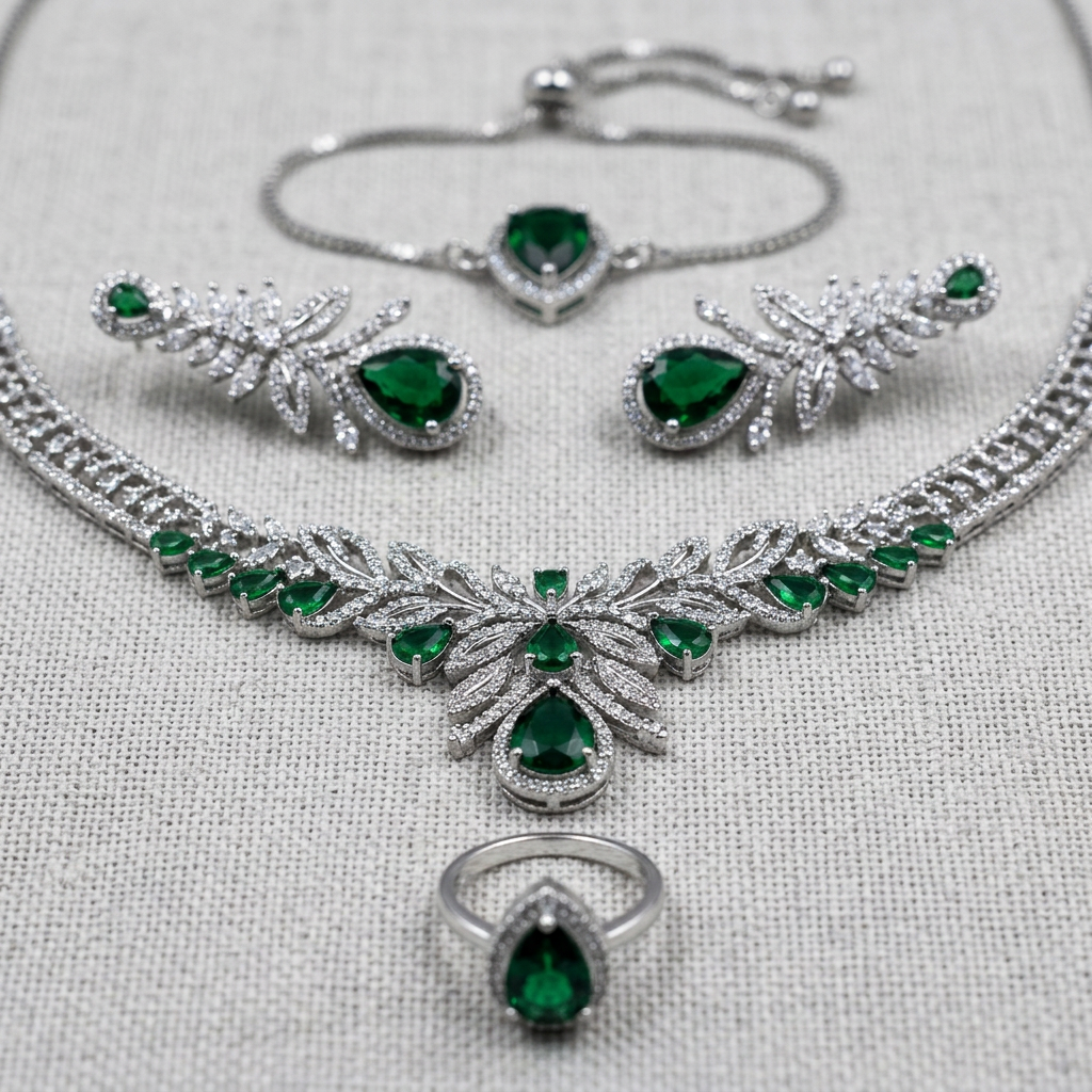 Silver Colored Metal Jewelry Set