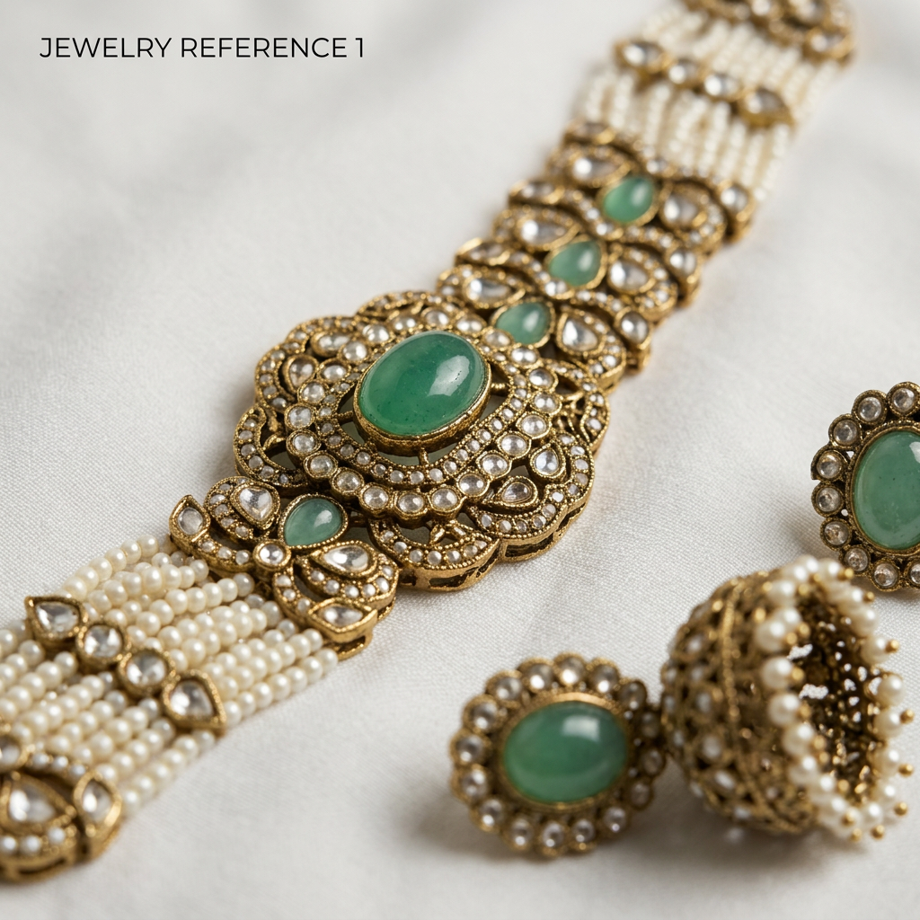 Gold Toned Alloy Necklace And Earrings