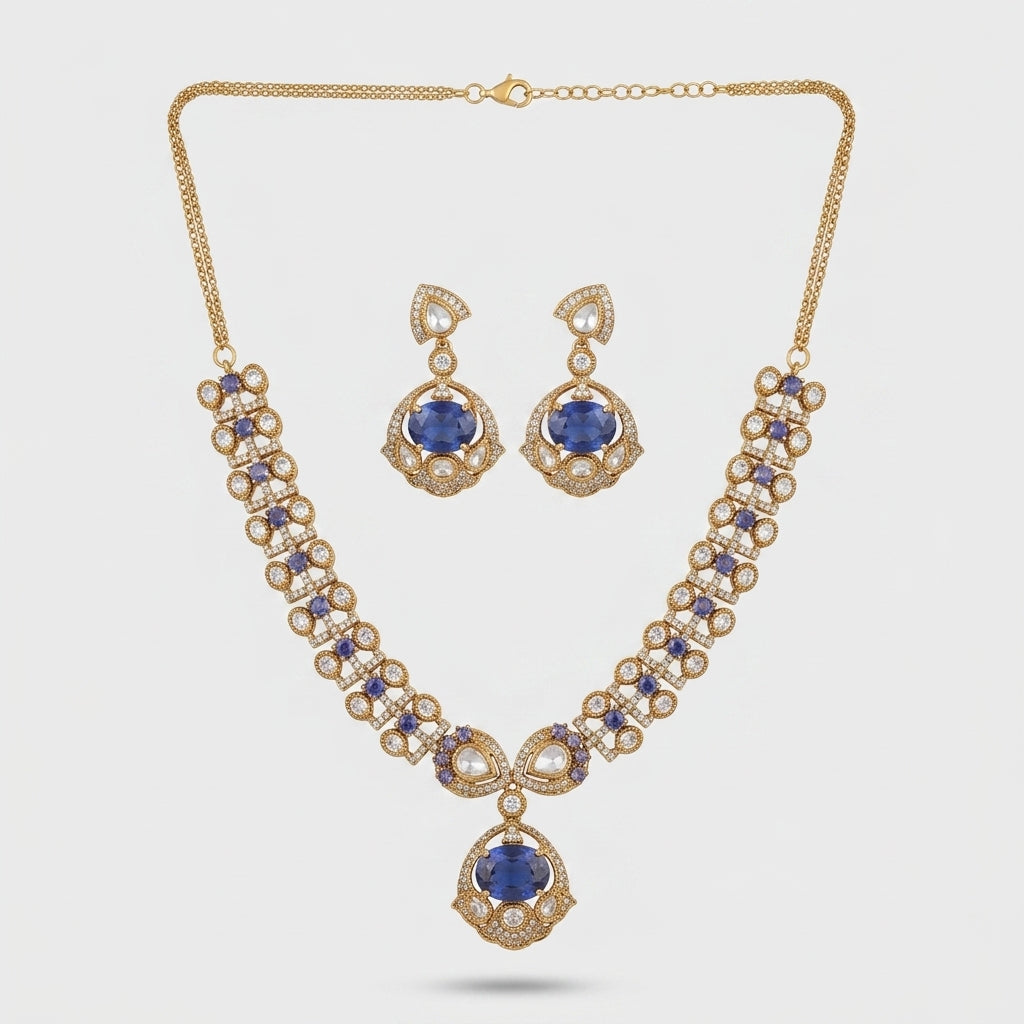 Gold Tone Necklace And Earrings Set