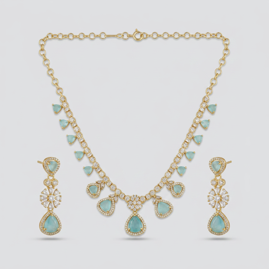 Gold Plated Necklace And Earrings Set