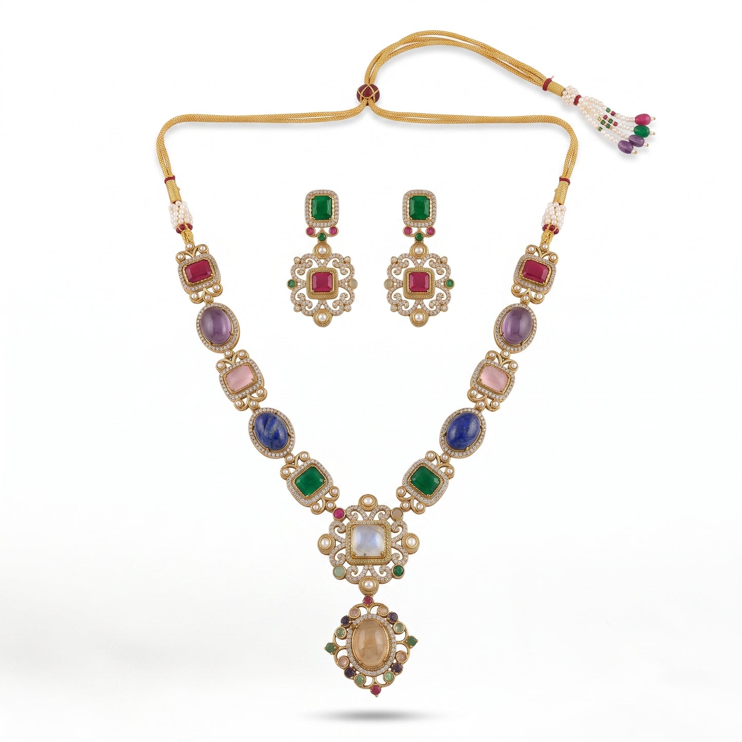 Gold Toned Necklace And Earrings Set