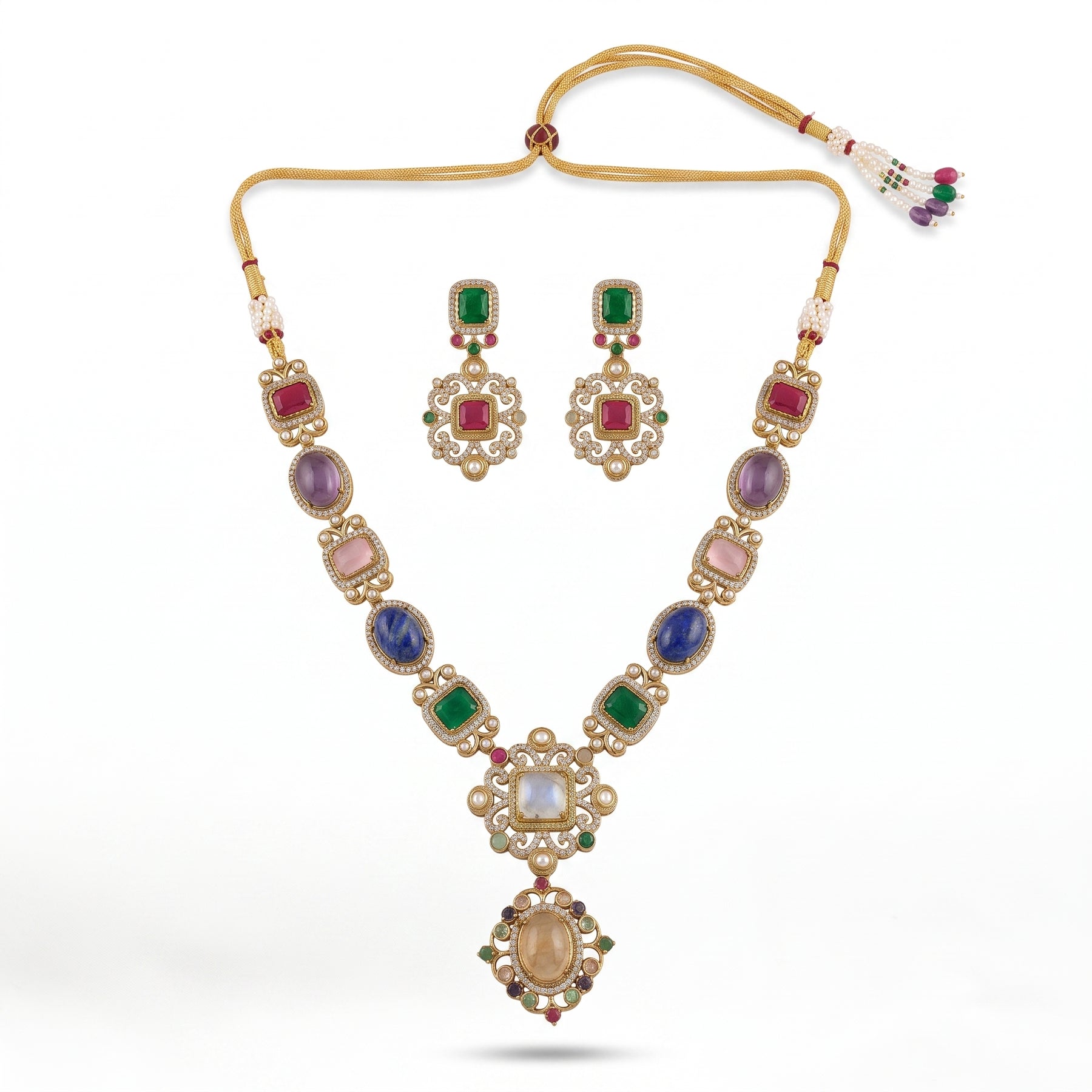 Gold Toned Necklace And Earrings Set
