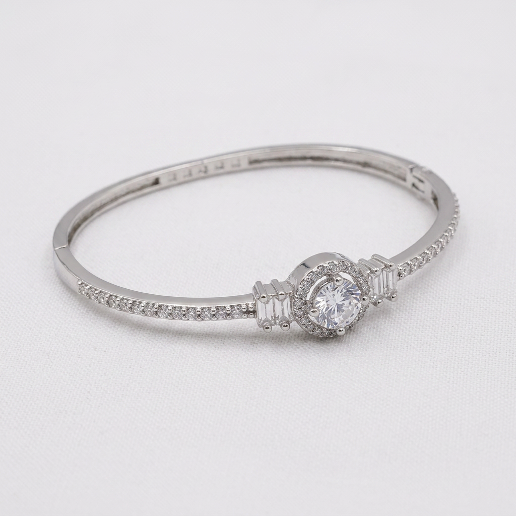 Silver-Tone Metal Bangle Bracelet