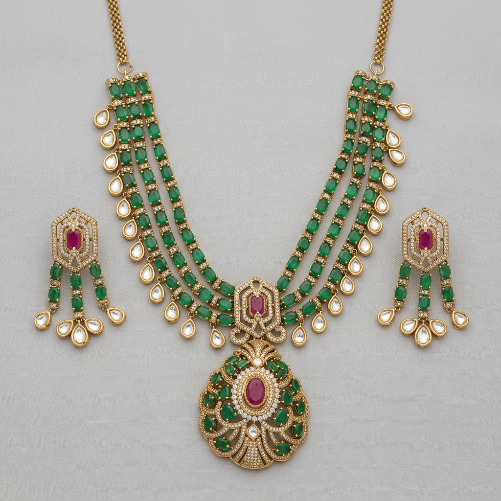 Gold Plated Necklace And Earrings Set