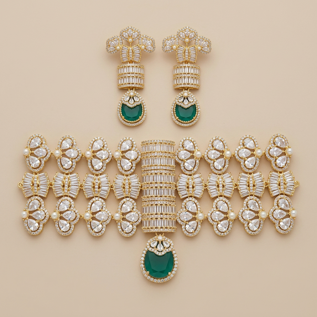 Sabyasachi Inspired Aqua Noor Moissanite Set