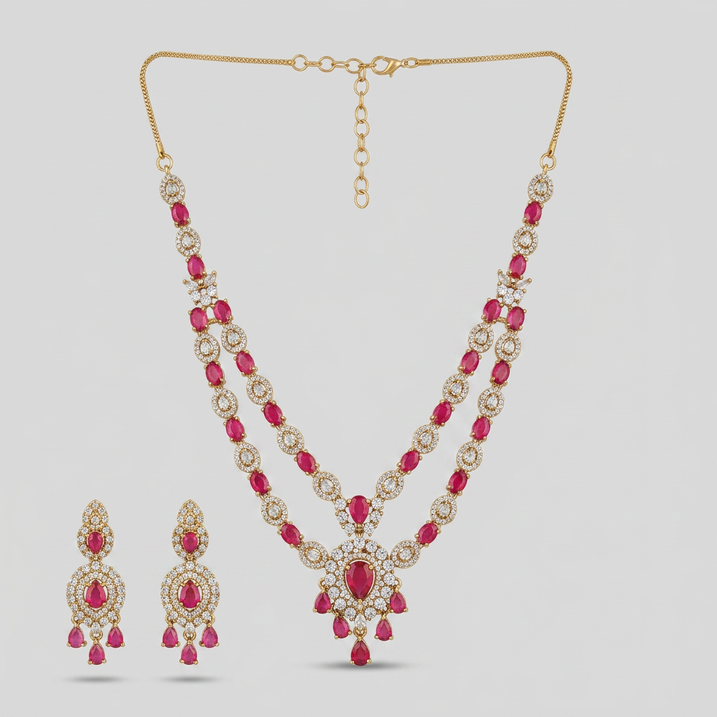 Gold Toned Necklace And Earrings Set