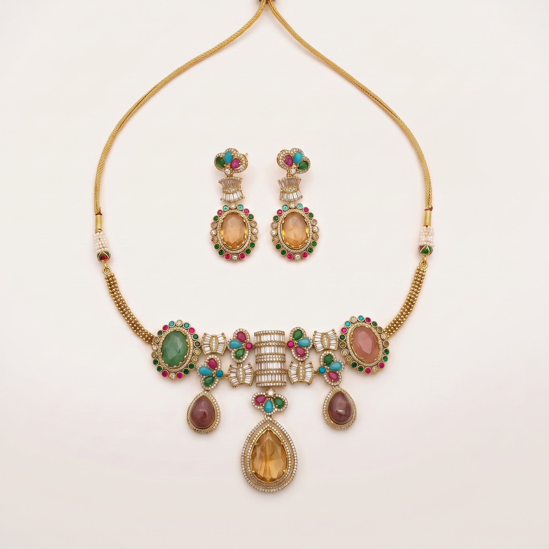 Gold Tone Necklace And Earrings Set