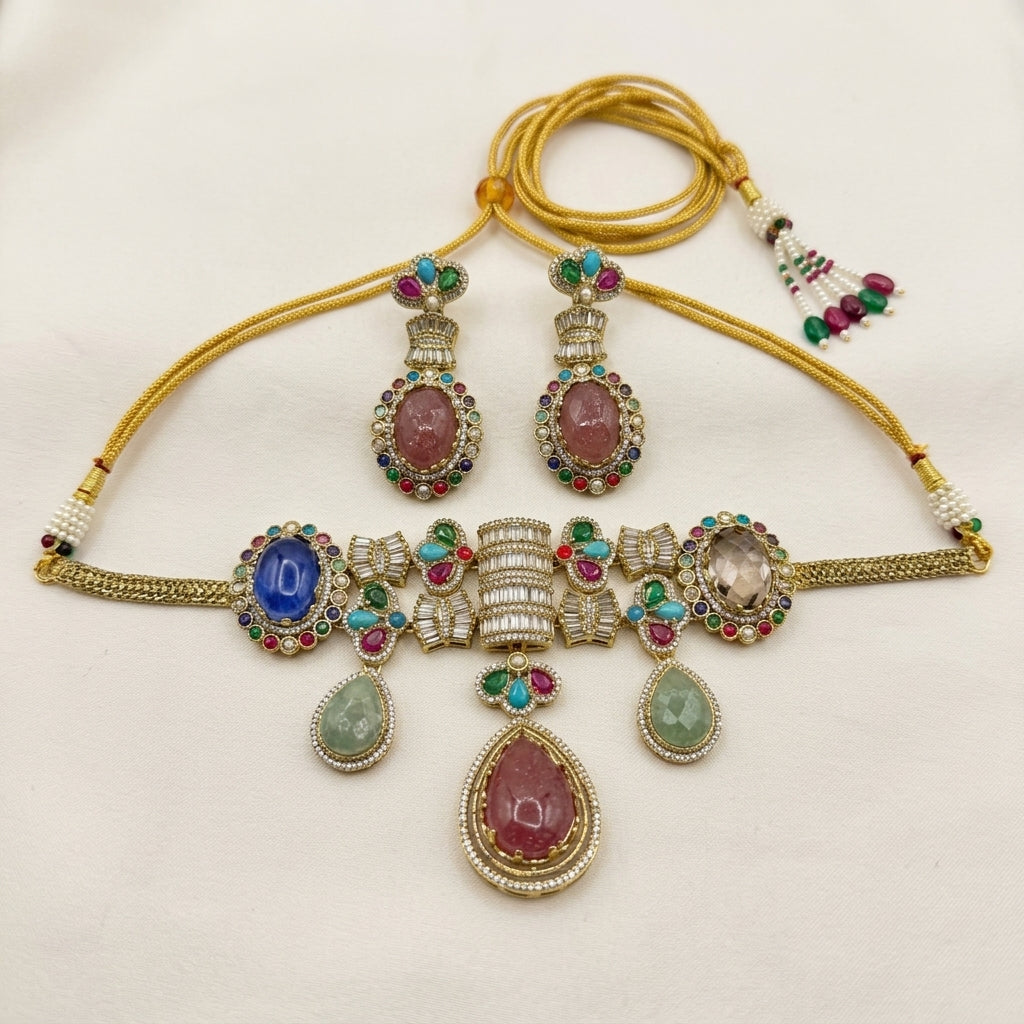 Gold Toned Necklace And Earrings Set