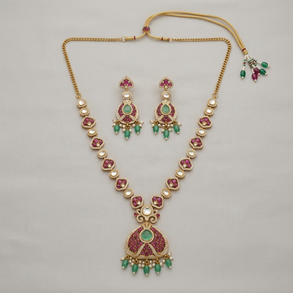 Gold Plated Necklace And Earrings Set