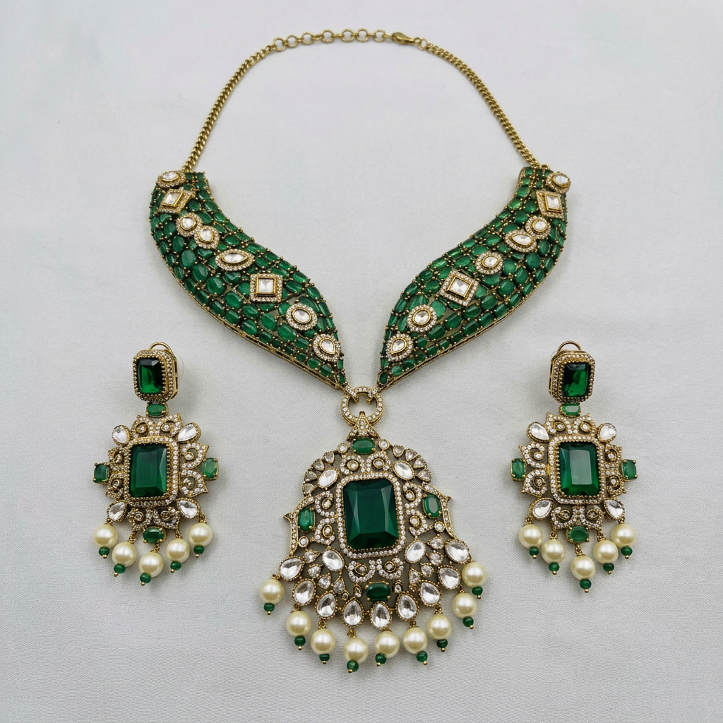 Noor-e-Green Moissanite Set