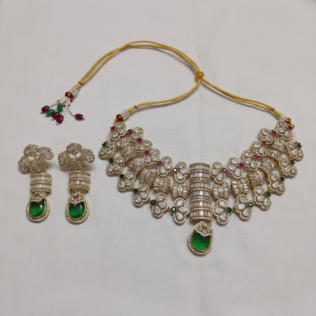Gold Tone Necklace And Earring Set