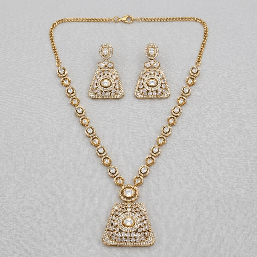 Gold Plated Necklace And Earrings Set