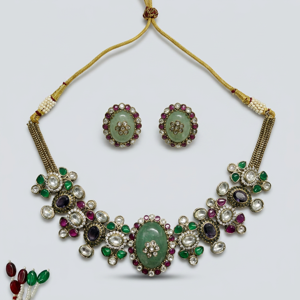Gold Tone Necklace And Earrings Set