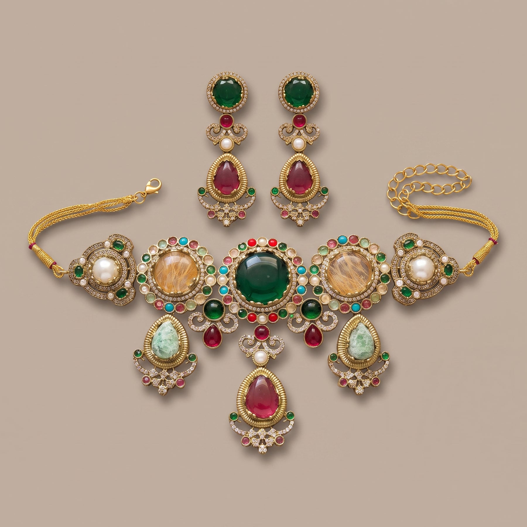 Gold Tone Alloy Necklace And Earring Set