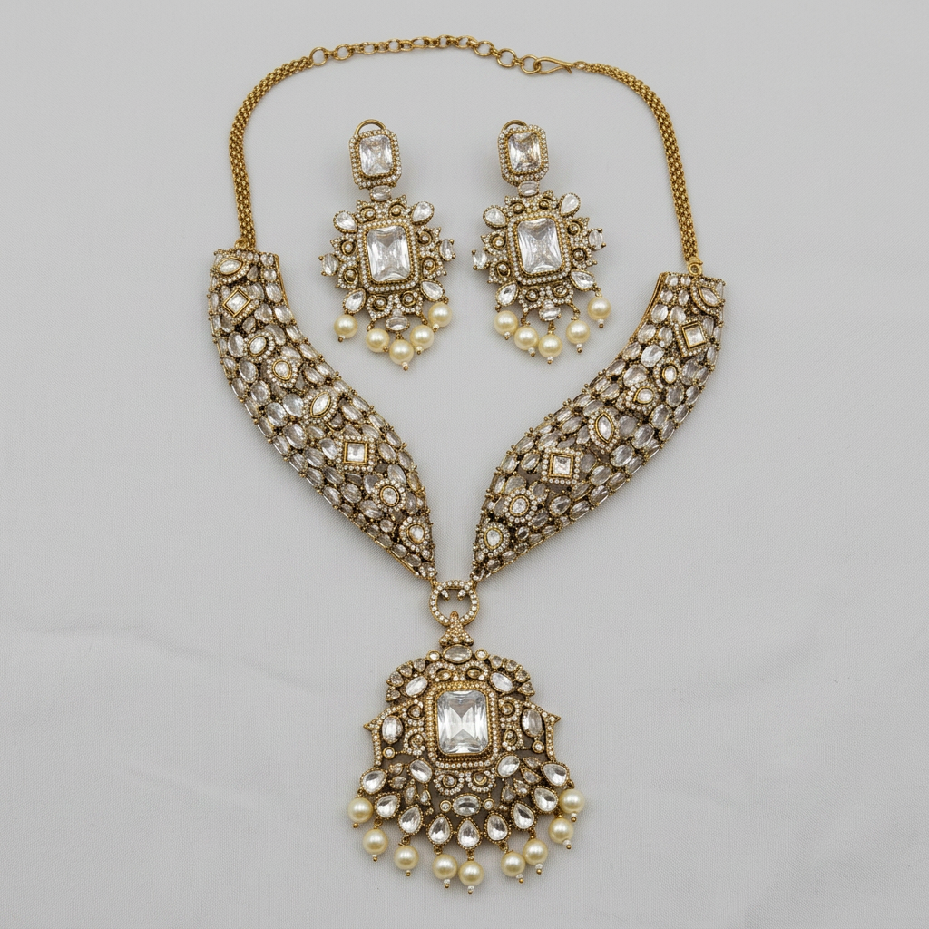 Gold Plated Necklace And Earrings Set