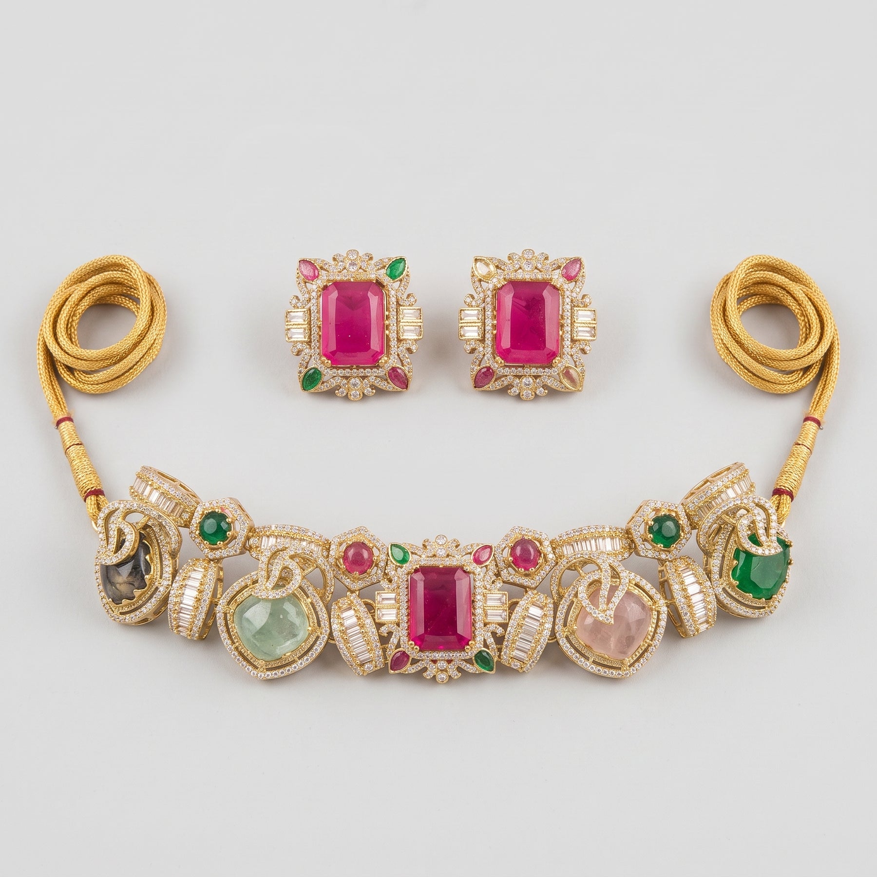 Gold Plated Necklace And Earrings Set