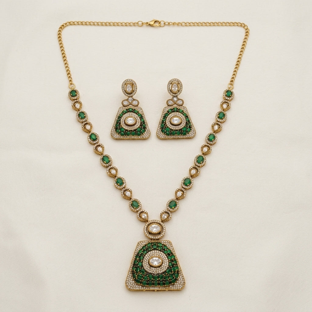 Gold Plated Necklace And Earrings Set