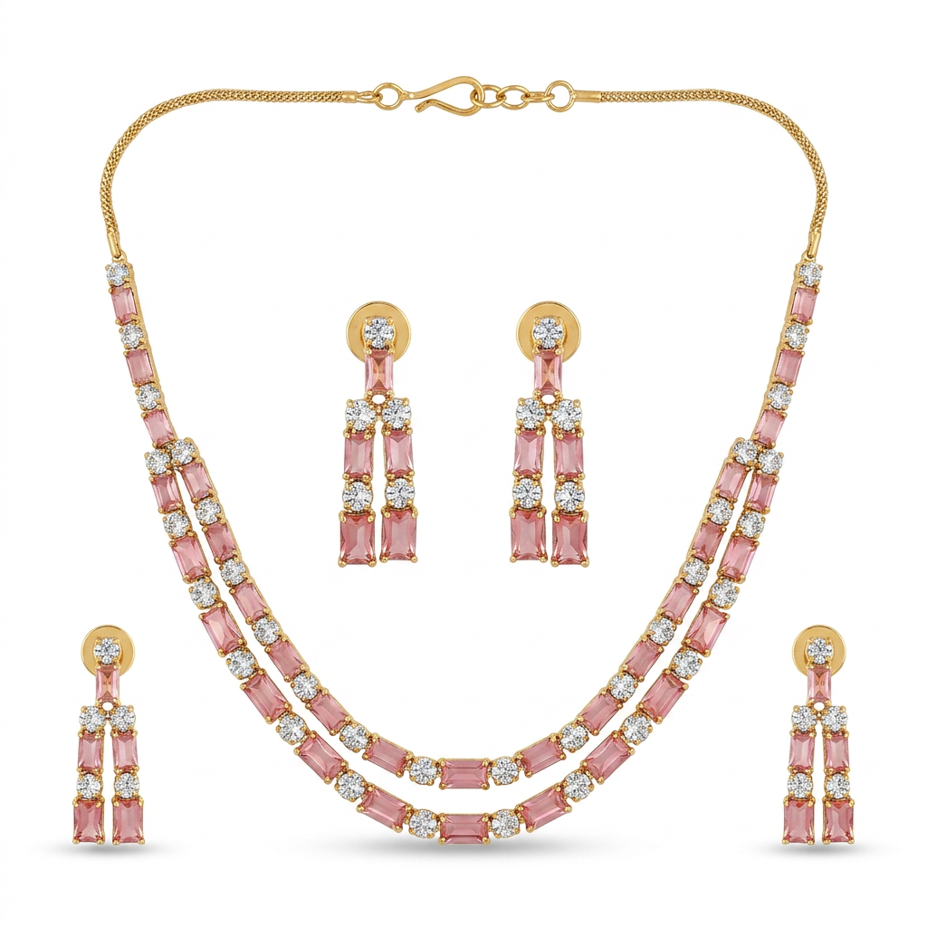 Gold Tone Necklace And Earrings Set